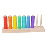 Natural Wooden Color Sorting Stacking Toy, Sorted Wooden Stacking Blocks, Premium Wooden Color Sorting Stacking Blocks
