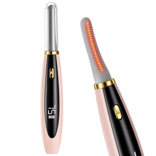 LOPHE Wimpernzange Beheizbar, Electric Eyelash Curler mit Silikonbürste, 3 Heizmodi Beheizbare Wimpernzange, Heated Lash Curler, LED Display und USB Wiederaufladbar, Rosa, H