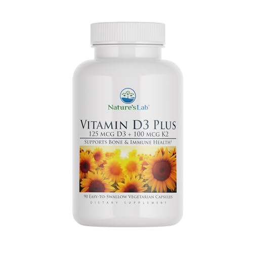 Nature's Lab Vitamin D3 Plus - Contains Vitamins D3 and K2 (MK7) for Immune Support, Healthy Bones...