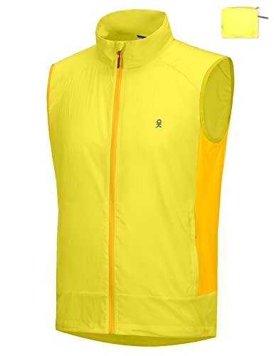 Little Donkey Andy Men's Cycling Vest Reflective Bike Vest, Ultra Lightweight Breathable Windproof Vest For Golf Running Blazing Yellow Xxl #TOP9