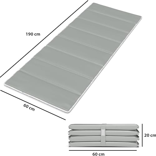 4in1 Strandmatte von StarK® - Faltbare Camping Isomatte 190cm x 60cm - Wasserhängematte für Pool und Strand – Gepolsterte Auflage für Gartenliege - Bequeme Sonnenliegen Auflage (Hell-Grau)