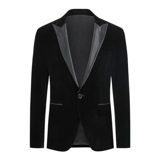 Allthemen Herren Sakko Samt Blazer Regular Fit Hochzeit Smoking Jacke für Party Schwarz M