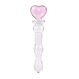 Epichao Heart Crystal Glass Pleasure Wand Dildo Penis, Pink