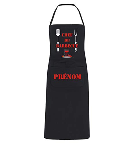 YONACREA - Tablier de Cuisine PERSONNALISABLE - Chef du Barbecue - NOIR