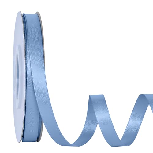 Ribest Dusty Blue Double Faced Satin Ribbon, 3/8 Inch Continuous 50 Yards