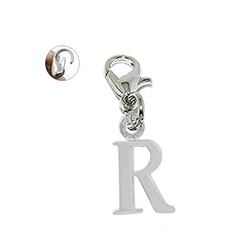 Clip on" Alphabet Letter Charm" Pendant for European Jewelry w/Lobster Clasp(Choose Your Letter Below) (Letter"R")