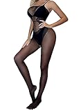 YiZYiF Women Bodystocking Ice Silky Smooth Nylon Jumpsuits Transparent Bodysuits Pantyhose Shapewear Type F Black One Size