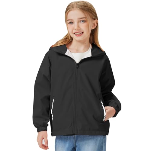 Boys Girls Waterproof Rain Jacket Lightweight soft lining Kids Windbreaker Hooded Coat Easy to Fold4