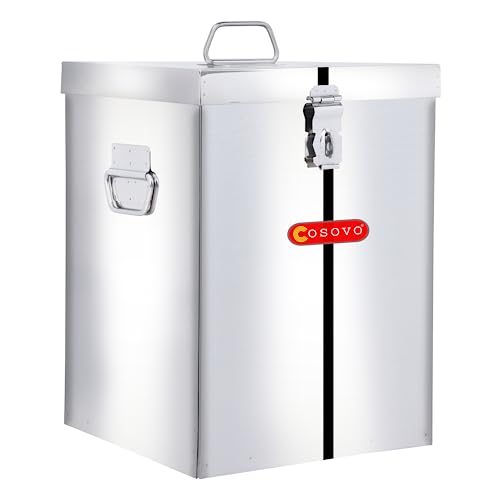 COSOVO Steel Square Pipa | Steel Rice Storage Container | Grocery Container for Kitchen | Steel Square Kothi | Steel Square Container | Steel Square Dibba | Steel Square Storage Box | Steel Square Drum (25 KG)