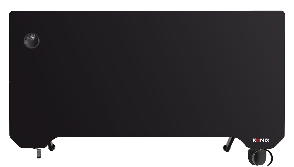 Konix Scrivania gaming Fenris 120 x 60 x 78 cm a forma di Y - Piano del tavolo in legno e metallo - Portabicchieri - Supporto per cuffie - Nero