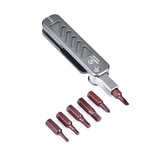 SUNWAYFOTO DW-02 PRO Universal-Klappwerkzeug-Set mit Sechskantschlüssel Edelstahl 2,5/3/4/5mm, Kreuzschlitz und Flachkopf, Edc Multitool Schlüsselanhänger Schraubendreher