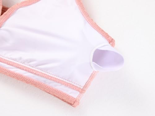 Image of Girls Swimsuit Solid Bathing Suit 2 Piece Twist Cross Adjustable Straps Soft Lining Bikini for Teen Girls with Chest Pad