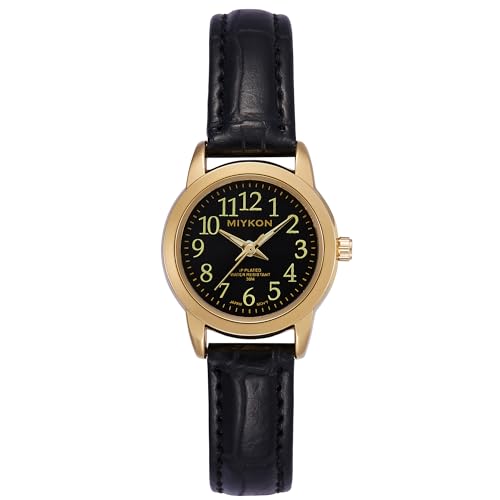 Miykon Elegant Black Dial Ladies Watch - Vegan Leather Strap, Scratch Resistant Glass, Waterproof Women's Analog Timepiece with Japanese Quartz Movement