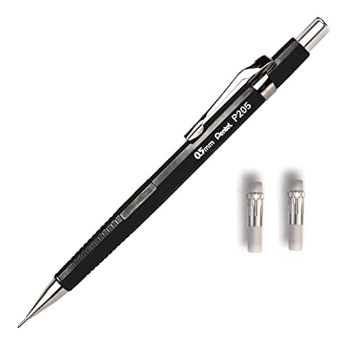 Lapiseira Sharp P200 Pentel 0.5mm Preta+ 2 Refis de Borracha