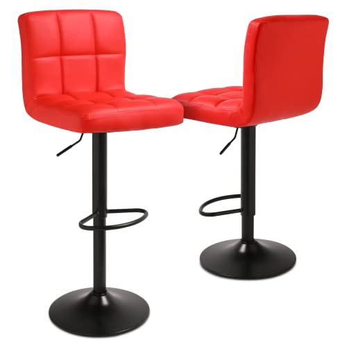 Magshion Square Back Bar Stool Set Of 2 Blue Counter Height Barstools Swivel Pu Leather Bar Chairs Home Kitchen Stools #TOP15