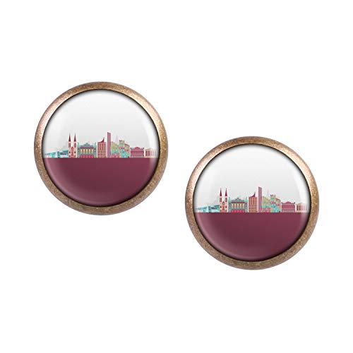 Studs par con motivo Horizonte de Viena Austria Austria bronce 12mm