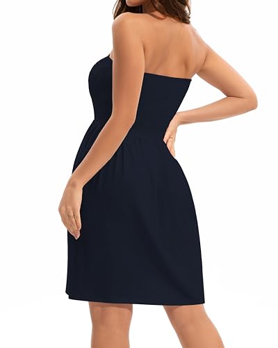 Image of elescat Summer Dresses for Women 2026 Strapless Casual Beach Cover Ups Tube Top Sundress