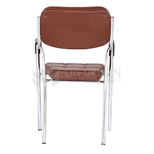 Image of Da URBAN Barfi Leatherette | Heavy Duty Metal Frame| Office /Visitor /Study Chair with Arms (Brown)