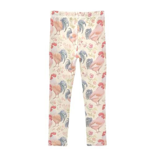 Wusikd Rooster Color Girls' Leggings Toddler Doodles Kids Yoga Pants Dance Active Tights 4T2