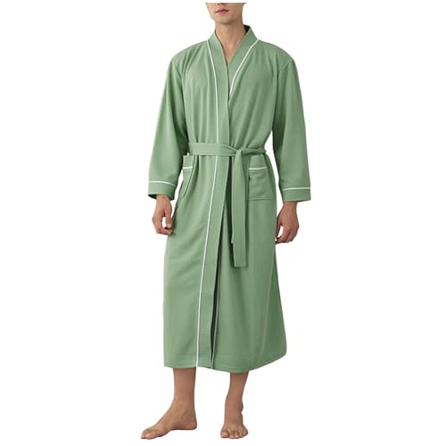 Mens Waffle Bathrobe Lightweight Quick Dry Robe Soft Comfort Thin Breathable Spa Male Robe
