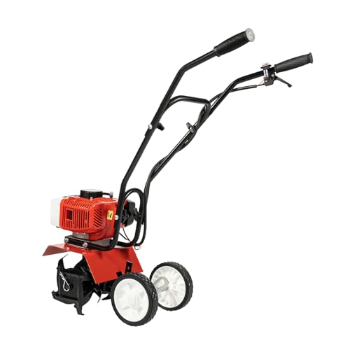 Garden Tiller 52CC Petrol Engine 1900W 2 Stroke Lawn Cultivator Rotovator Soil