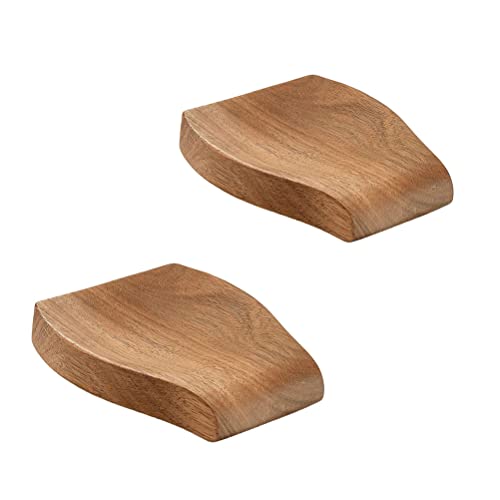 2 Pack Wooden Spoon Rests for Kitchen Counter-Natural Acacia Wood Spoon Holders for Kitchen Counter Protection-Cooking Utensil Rests for Spoon, Ladle, Spatula, Tong-Coffee,Tea Spoon Gadgets Holder