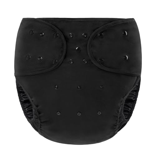 Littleforbig Washable Adjustable Reusable Waterproof Primary Comfort Cloth Adult Diaper Wrap Cover One Size Black