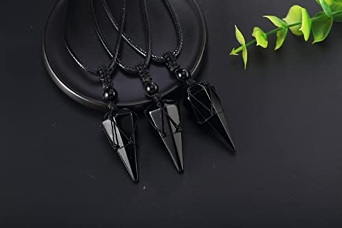 Image of XIANNVXI Healing Crystal Necklace for Men Jewelry Gift | Adjustable Black Rope Natural Gemstone Pendant