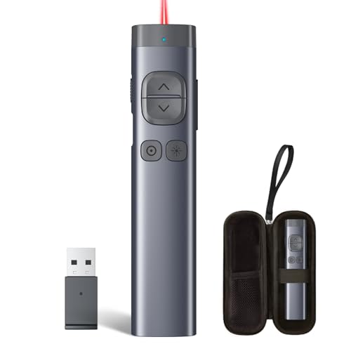 Image of N97s Presentation Clicker for Powerpoint Presentations with Digital Pointer | Red Laser, Metal Housing, Magnifier /Highlight /Mouse Left Click, TV Screen & Projector Clicker, Built-in Storage Receiver
