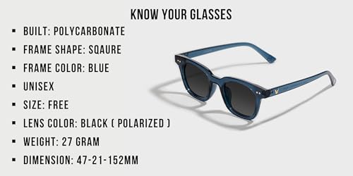Image of SAM AND MARSHALL VIGOUR Sunglass I polarized I 400% UV Protection I Square Sunglass I Polycarbonate I Built I Unisex