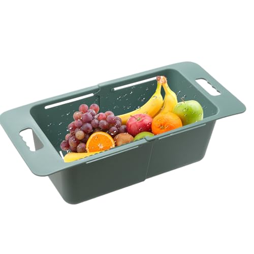 Colador sobre el fregadero, arandela retráctil en T, cesta de drenaje de verduras, para drenar verduras, frutas, pasta, tomates, cocina, congelador, fregadero, hogar