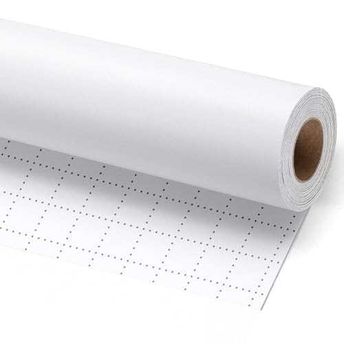 LaRibbons White Wrapping Paper Solid Color Matte Gift Paper Roll with Cut Lines - Perfect for Wedding Baby Shower Birthday Christmas Holiday 17 Inch x 33 Feet