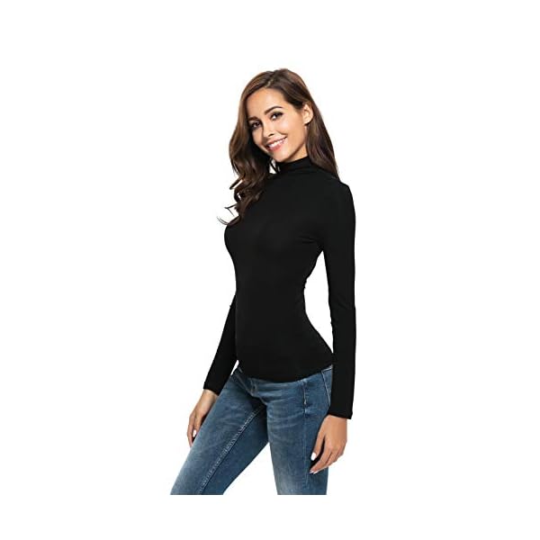 Womens-Long-Sleeve-Mock-Turtleneck-Stretch-Fitted-Underscrubs-Layer-Tee-Tops Womens Long Sleeve/Sleeveless Mock Turtleneck Stretch Fitted Underscrubs Layer Tee Tops (M, Black)
