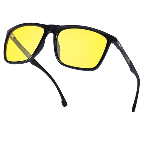 IGnaef Men Night Vision Pro Glasses for Driving Anti Glare Polarized Yellow Nighttime Glasses IF7202