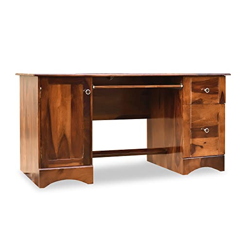 Image of Solid Sheesham Wood Study Table for Adults | Computer Table for Home | Wooden Writing Desk | Office Table for Office Work | Work from Home Table with 2 Drawers (7)