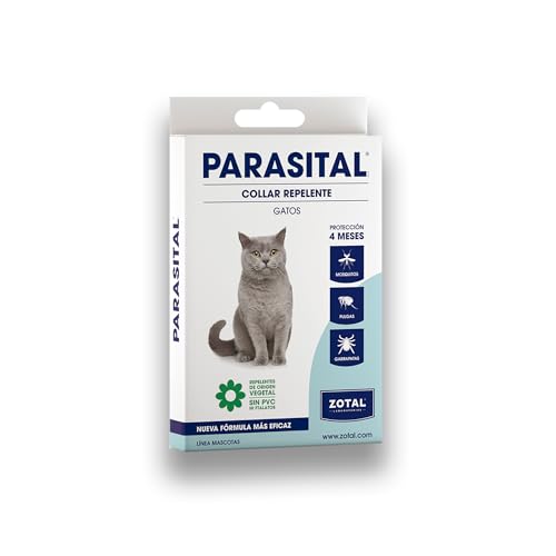 Collar Repelente para Gatos PARASITAL contra Pulgas, Garrapatas y Mosquitos Muy Efectivo con Aceites Esenciales | Duración hasta 4 Meses | 1 Collar de 35 CM | Nexum Market
