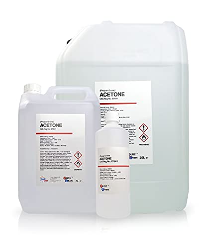 Pure Acetone - Acrylic Nail Remover Nail Polish Remover 99.8% (1L Jerry Container) Clear - 2