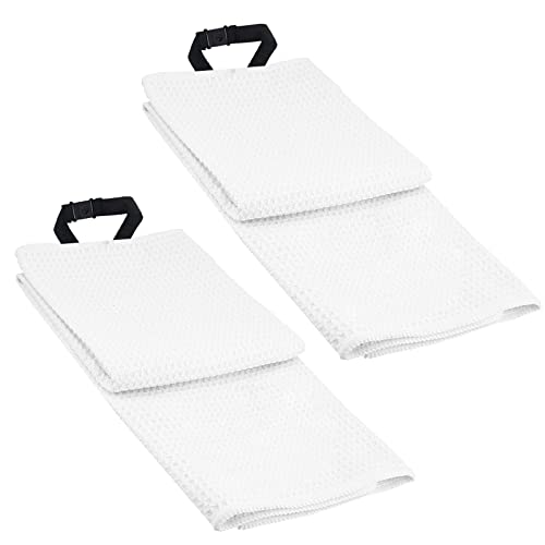 ゴルフ タオル スポーツタオル メンズ レディース 2枚セット36x106 cm マイクロファイバーループ付きワッフルタオル 速乾 純綿 超吸水 冷却タオル 軽さ ジョギング ヨガ ゴルフや登山旅行な(2個-ホワイト)