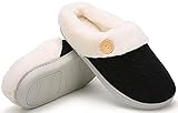 Herren Plüsch Hausschuhe Damen Baumwolle Pantoffeln Memory Foam Geschlossene Slippers Winter Warme Gefüttert Outdoor Rutschfeste Weiche Bequeme Frauen Komfort Indoor Schuhe Schwarz 42/43