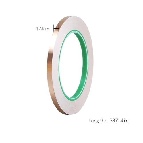 Image of Copper Foil Tape with Double-Sided Conductive - EMI Shielding,Stained Glass,Soldering,Electrical Repairs,Paper Circuits,Grounding (1 /4inch /6mm)