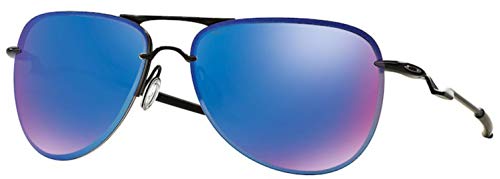 Oakley Men's OO4086 Tailpin Metal Aviator Sunglasses, Satin Black/Sapphire Iridium Polarized, 61 mm