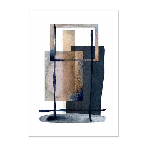 Affiches mur art impression toile géométrique salon bleu beige 60x80
