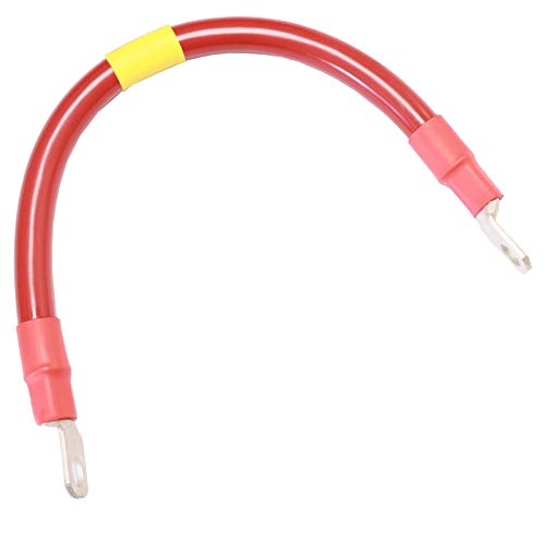 1/0 Interconnecting Copper Cable, 10-Inch Length with 3/8-Inch Lugs (Red)