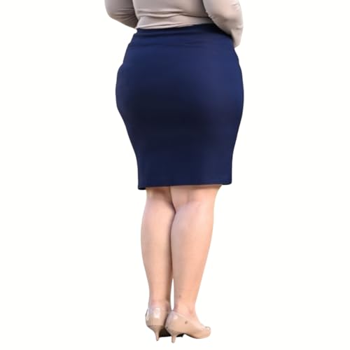 Saia Social Evangélica Plus Size Cintura Alto Tamanho Grande Azul-escuro G2