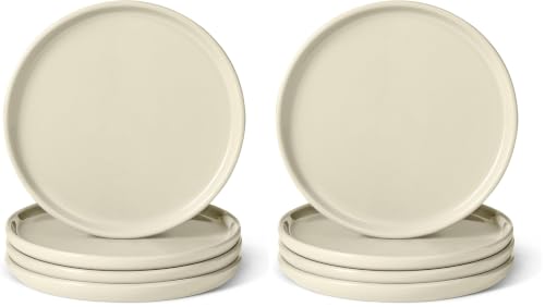 Image of Amazon Basics Glazed Stoneware Appetizer Plates, Ceramic 4-Piece Set, Microwave and Dishwasher-Safe, 6.7 in., Ivory (Pack of 2)