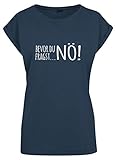 Oversize T-Shirt Damen Bevor Du Fragst Nein lustige Sprüche Tshirt Navy XL