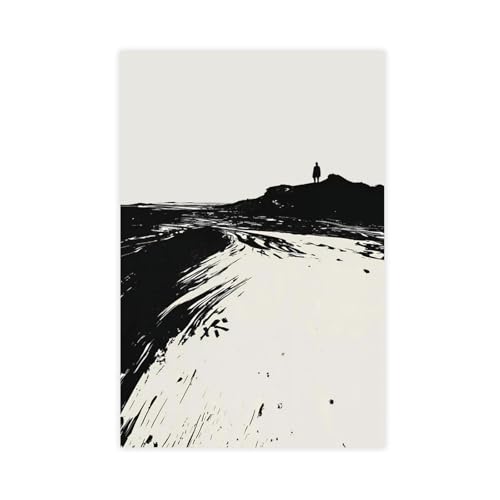 Toile Wabi-sabi décoration murale salon et chambre paysage minimaliste monochrome
