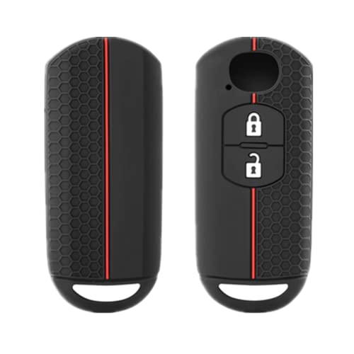 Happyit Caso de la Cubierta de la Carcasa de Llave de Coche de Silicona para Mazda 2 3 6 Axela Atenza CX-5 CX5 CX-3 CX-7 CX8 CX-9 2 Botones Mando Negro
