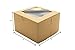 50 Pack Display Window Brown Bakery Boxes for Small Cake, Cookie, Dessert, Donut, Pie Slice, Pastry Durable Kraft Box for Gift Giving (4 x 4 x 2.5 inches) Stickers and Parchment Paper Included