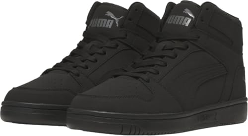 Puma Men's Rebound Layup Sneaker, Wide-Nubuck Black Black-Cool Dark Gray, 14